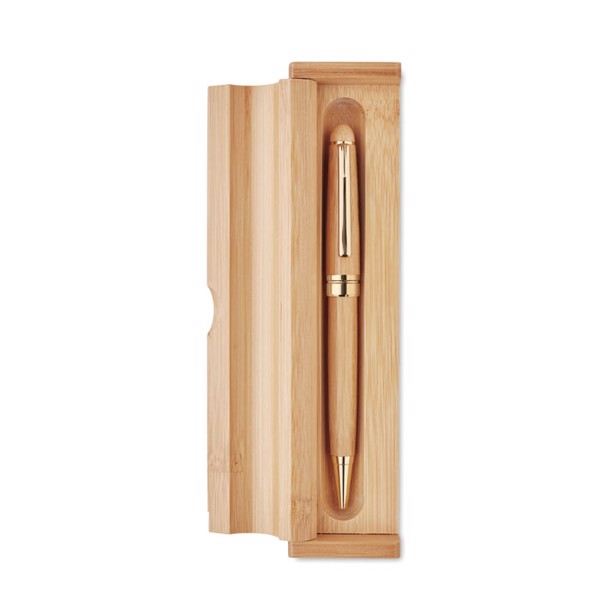 Etna bamboo twist pen, gift box, blue ink