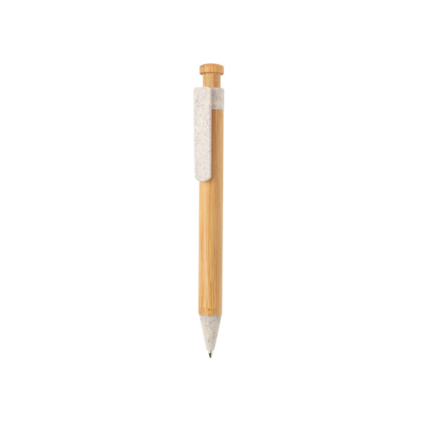 Bambus Stift mit Wheatstraw-Clip - Weiß