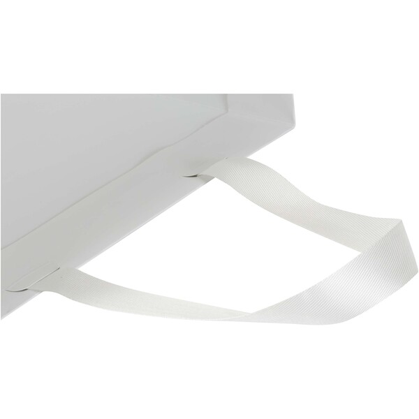 Smartfold 230 g/m2 paper bag with ribbon handles and gloss lamination -  31 x 12 x 39 cm - White