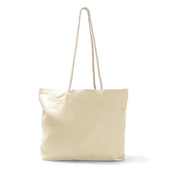 Personalised cotton beach bag 260 g/m² with nautical handles