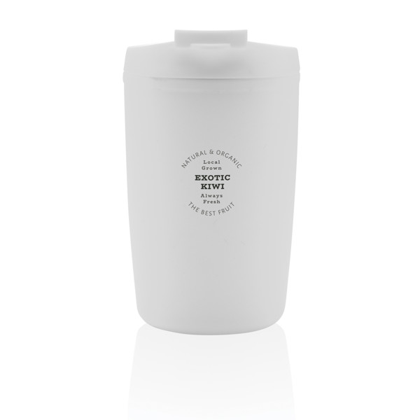 GRS Recycled PP tumbler with flip lid - White