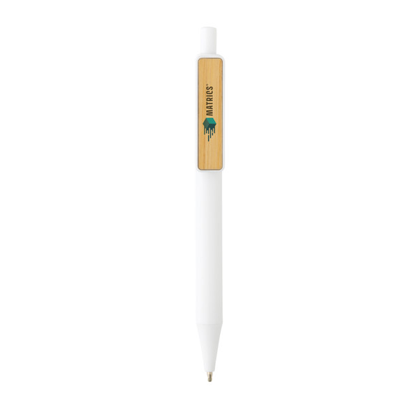 Xd Collection pen, bamboo clip, 1200m blue ink - White