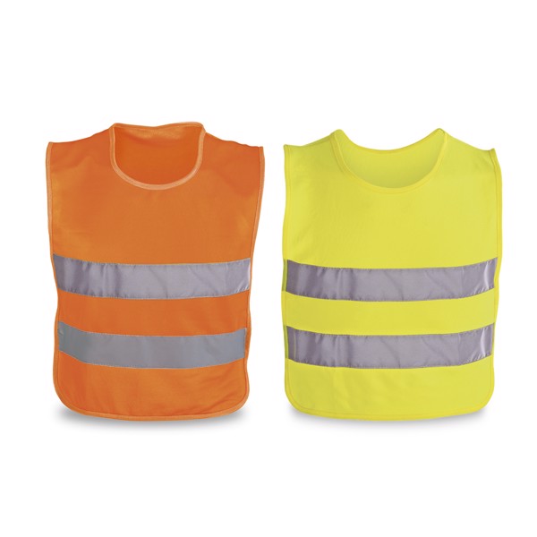 MIKE. 100% polyester reflective kids’ vests - Yellow