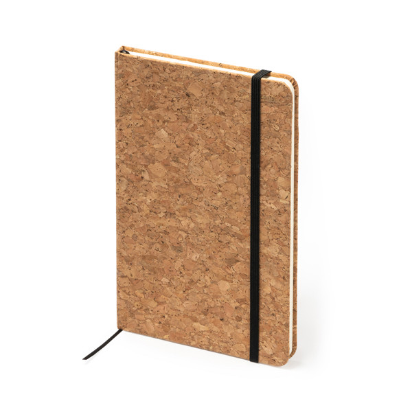 Bloc de notas A5 personalizado de corcho natural con banda elástica y marcapáginas