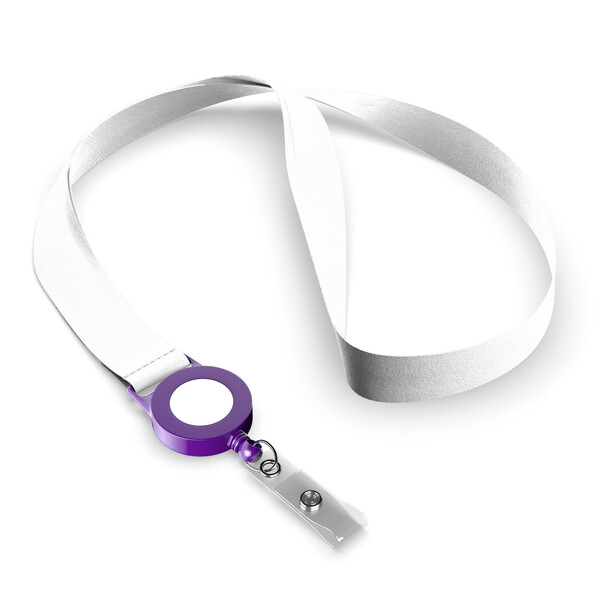 Polyester sublimation badge reel lanyard - Vivid Purple