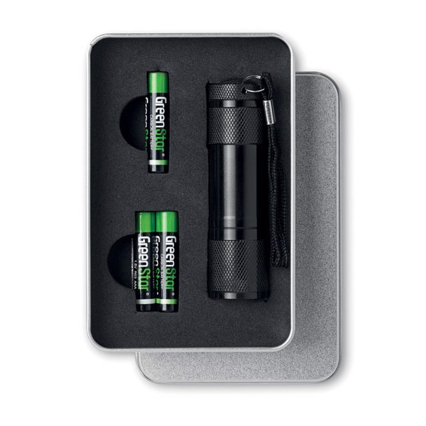 LED torch in tin box Led Plus - Black