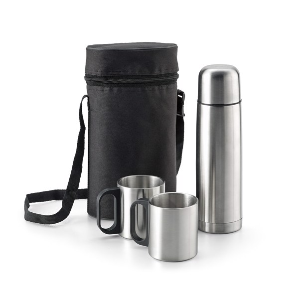 PS - DURANT. Stainless steel thermos and mugs set