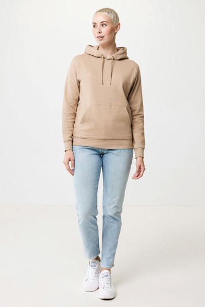 Sweat à capuche en coton recyclé et non teinté Iqoniq Torres - Heather Brown / L
