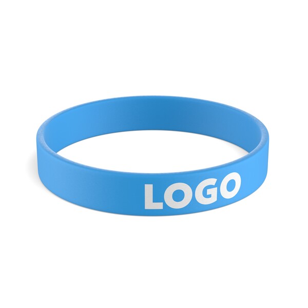 Pulsera de silicona personalizada (12mm width) - Azul cian frío / 18x1.2x0.2cm