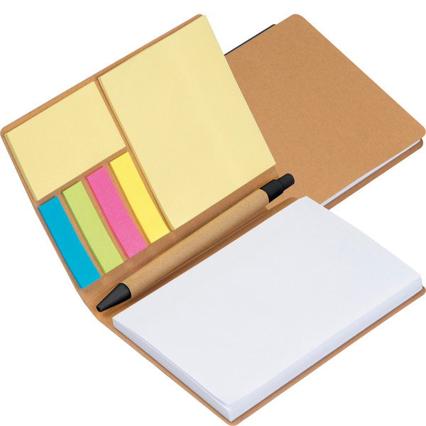 Notebook with pen and sticky notes LORRAINE - Beige