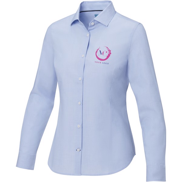 T-shirt para mulher de manga comprida em material de produção biológica "Cuprite" - Azul claro / XS