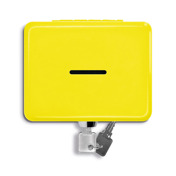 TIRELIRE BOITE METALLIQUE A CLE - Jaune