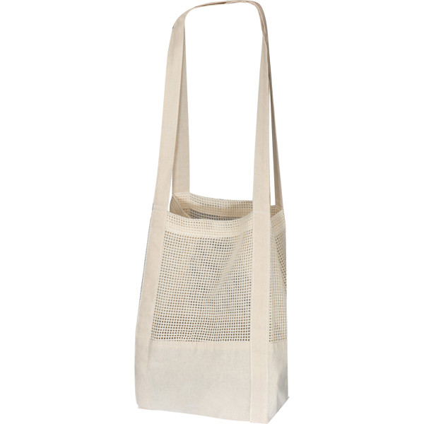 BENEDIKT Bavlnená taška OEKO Tex s háčkovanou strednou časť - White