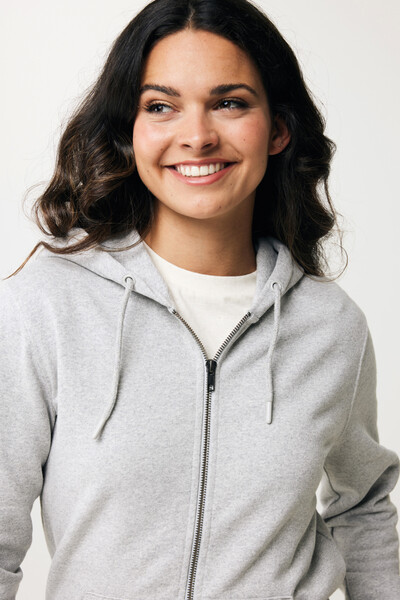 Mikina na zips s kapucňou Iqoniq Abisko z recykl. bavlny - Heather Grey / XS