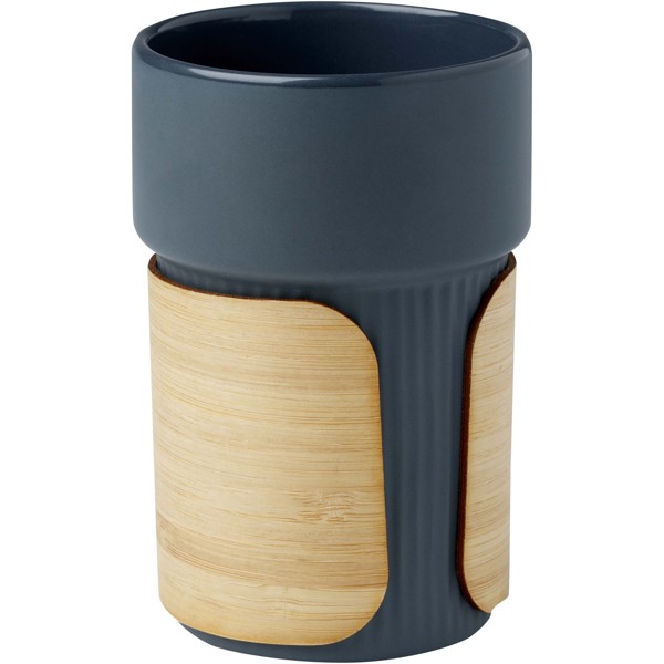 Gobelet Fika de 340 ml avec couvercle en bambou - Bleu hale