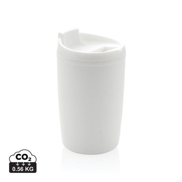 GRS gerecycled PP beker met klapdeksel - Wit