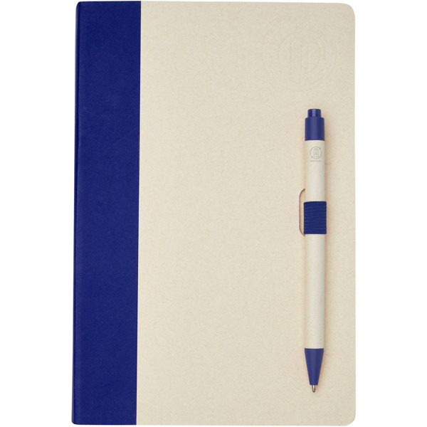Ensemble carnet de notes format A5 et stylo bille, à partir de briques de lait recyclées, Dairy Dream - Bleu