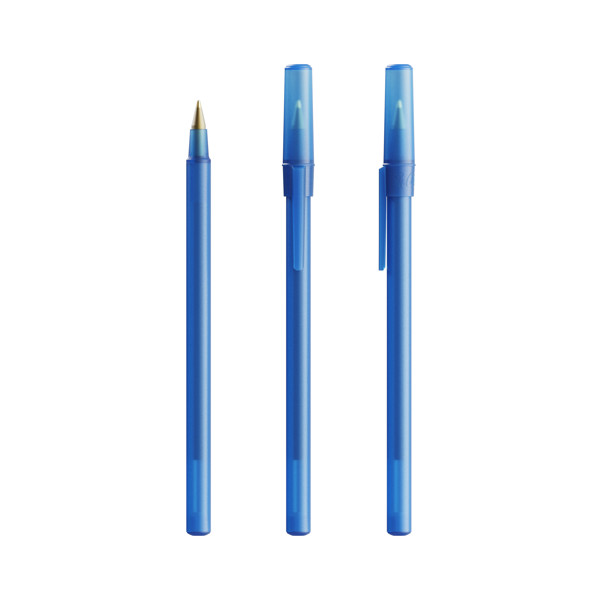 Stylo-bille BIC® Round Stic - Bleu Foncé Frost