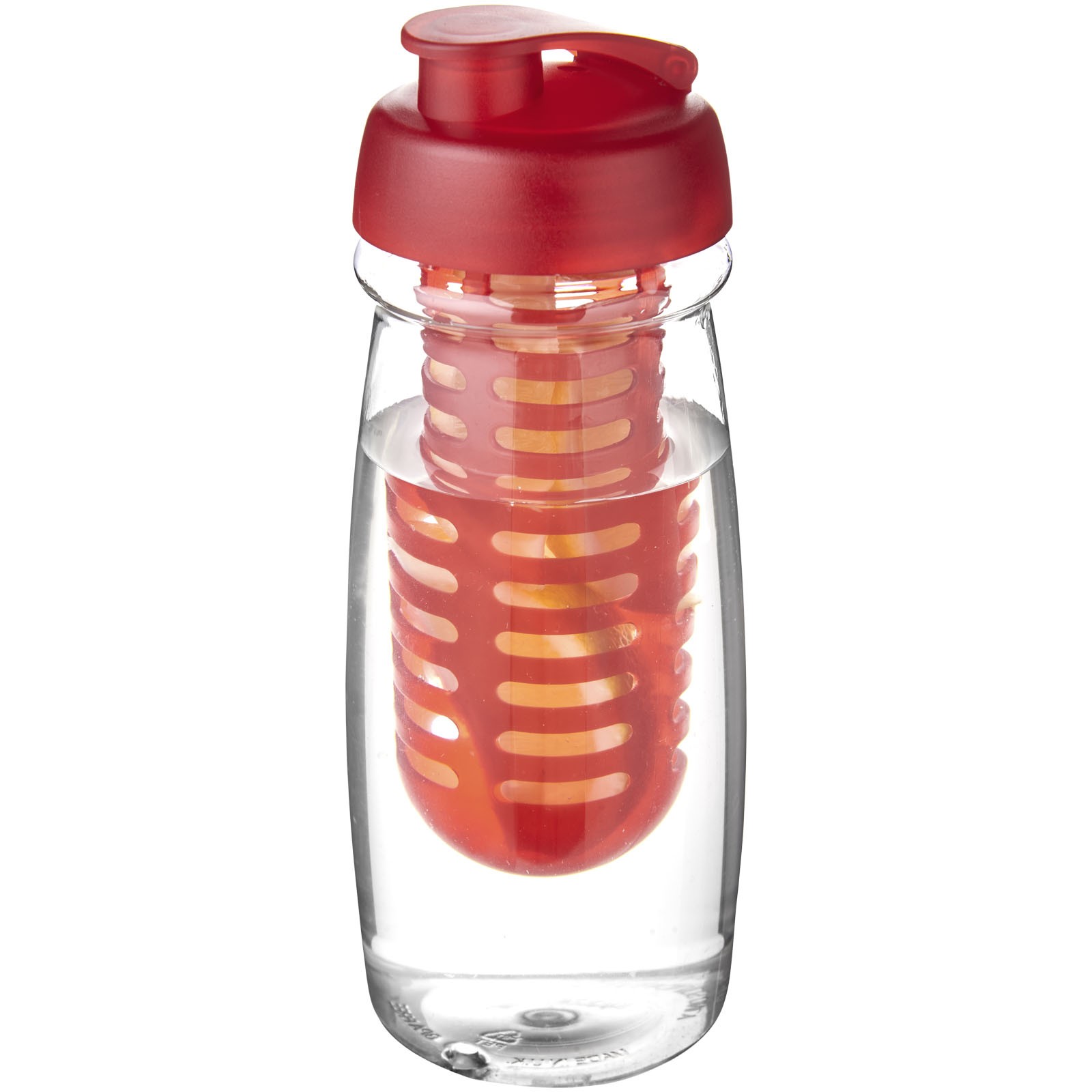 Sportovní láhev s infuzérema vyklápěcím víčkem H2O Pulse® 600 ml - Průhledná / Červená s efektem námrazy