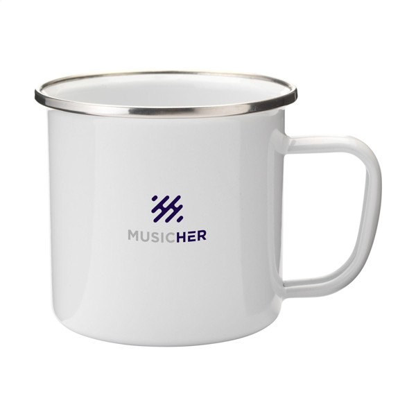 Retro Silver Mug en Émail 350 ml - blanc/argenté