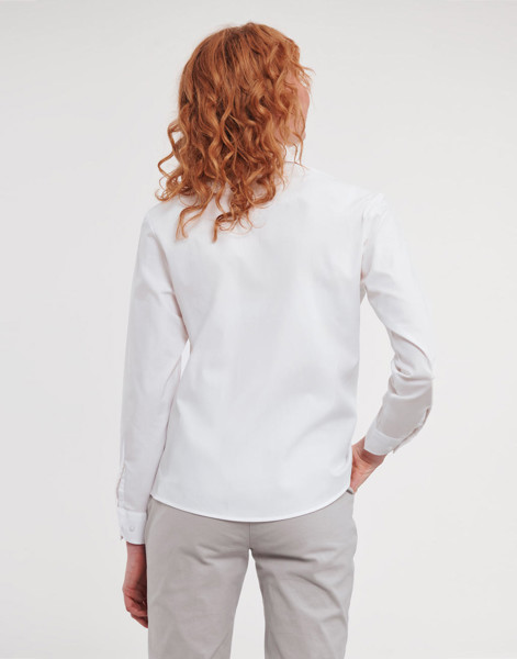 Ladies' Cotton Poplin ShirtLS - White / 4XL (48)