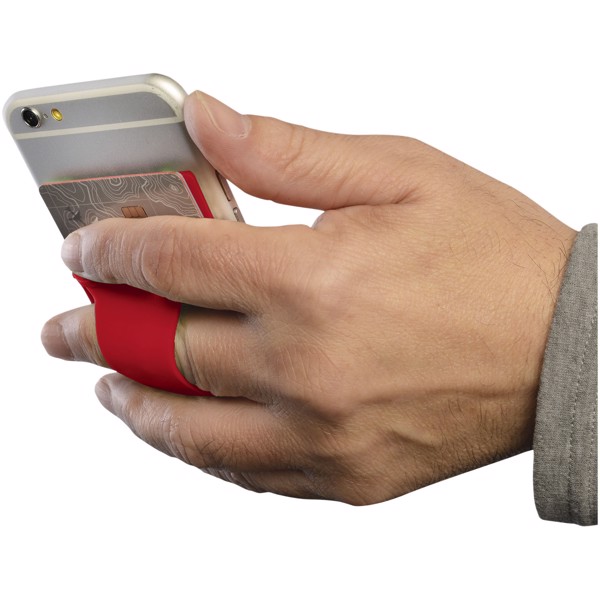 Storee silicone smartphone wallet with finger slot - Red