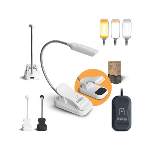 FLEXIBLE READING LED LAMP WITH CLAMP - Blanc / 