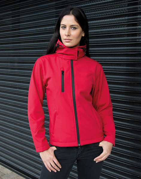 Ladies Tx Performance Hooded Softshell Jacket - Black / Grey / M (12)