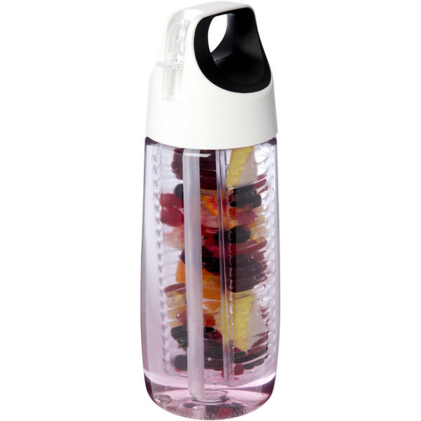 Garrafa desportiva de plástico reciclado com tampa articulada e infusor de 700 ml "HydroFruit"