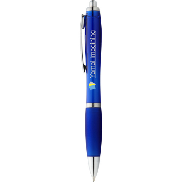 Stylo bille avec corps et grip colorés Nash (encre bleue) - Bleu royal