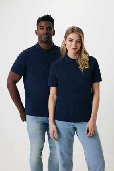 Polo en coton piqué et recyclé Iqoniq Yosemite - Bleu Marine / L
