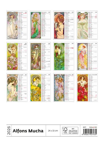 Nástěnný kalendář Alfons Mucha 2026