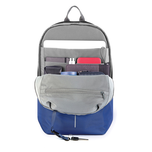Bobby Soft, anti-theft backpack - Royal Blue / Grey