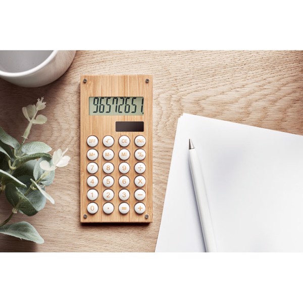 Kalkulator Calcubam, 8 mest, ohišje iz bambusa