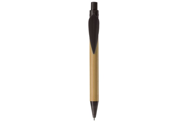 Bamboo pen with plastic leafclip - Black