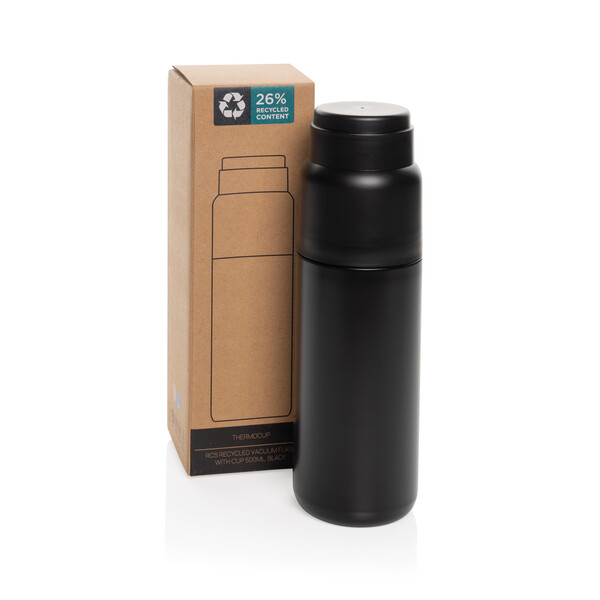 Thermocup RCS recycled vacuum flask with cup 500ml - Black