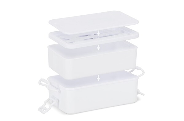 Boîte à lunch double étage avec couverts - Blanc