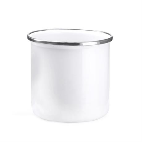 Personalised enamel metal mug 370 ml with silver rim retro style