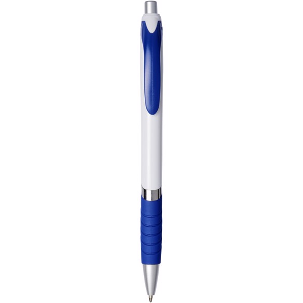 Kuličkové pero Turbo s gumovým úchopem - Bílá / Modrá