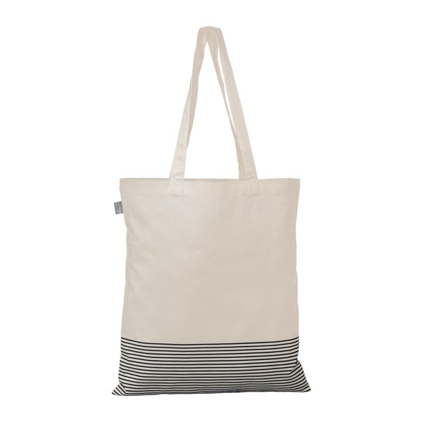 Aro Recycled 5 oz Cotton Micro Stripe Tote Bag - 9.7L - Black / Silkscreen