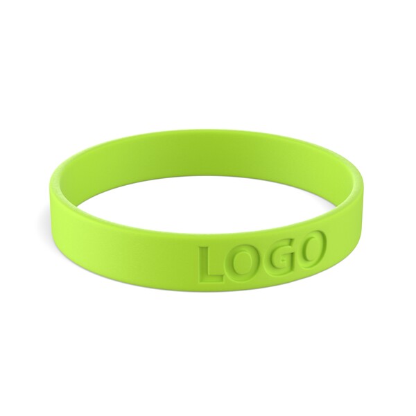 Customised silicone wristbands (12mm width) - Vibrant Lime Green / 18x1.2x0.2cm