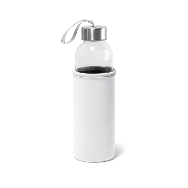 RAISE. Bouteille de sport en verre et acier inoxydable 520 mL - Blanc