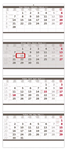Čtyřměsíční kalendář Skládanýn 2022 - šedý