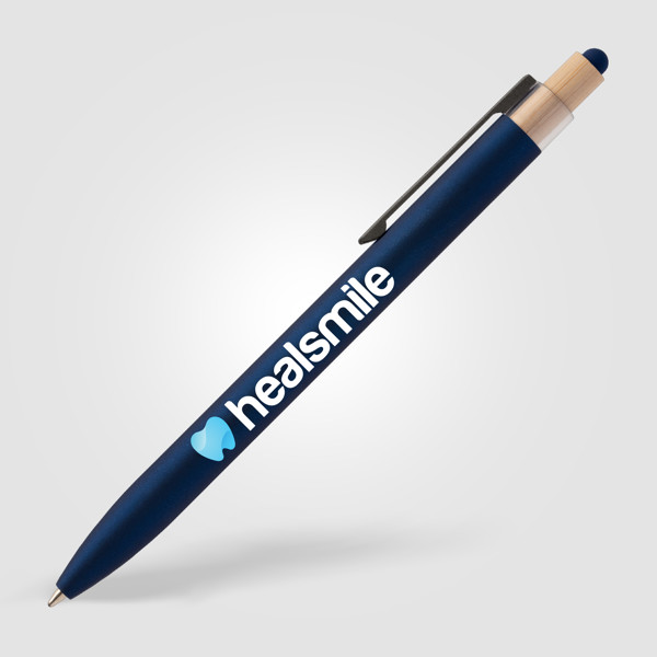 Stylo Reborn Stylus en aluminium recyclé - Bleu marine / Laser