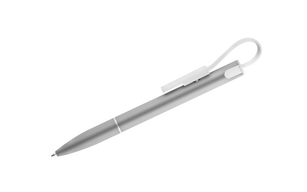 Ball pen with USB cable CHARGE - grey