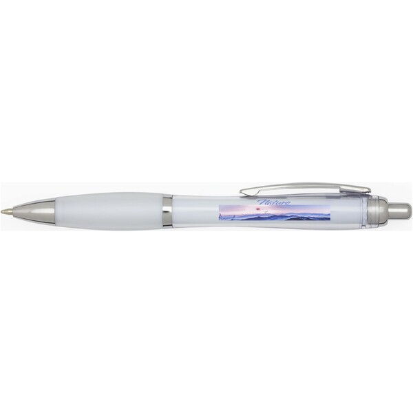 Nash RCS recycled plastic ballpoint pen with coloured barrel and grip (black ink) - Transparent
