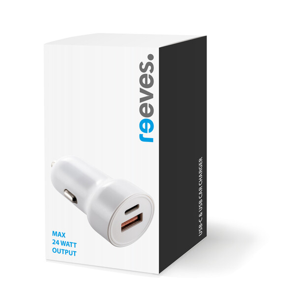 Chargeur de voiture USB-C et USB VALLEJO - blanc / 24 Watt