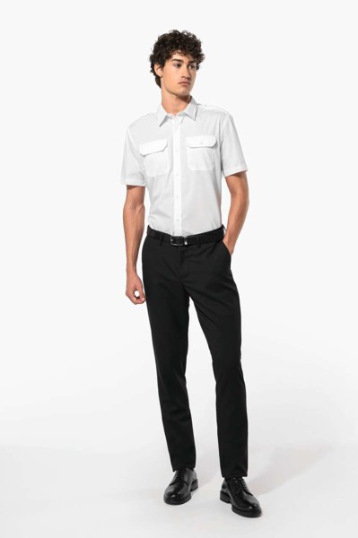 Men's Short-Sleeved Pilot Shirt - White / M