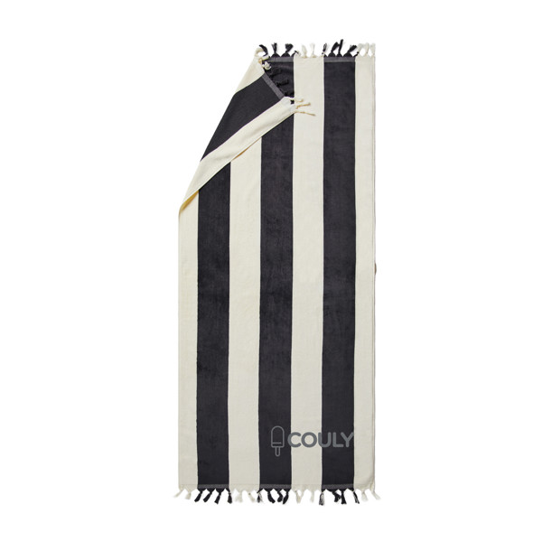 VINGA Valmer strand handdoek - Zwart / Beige