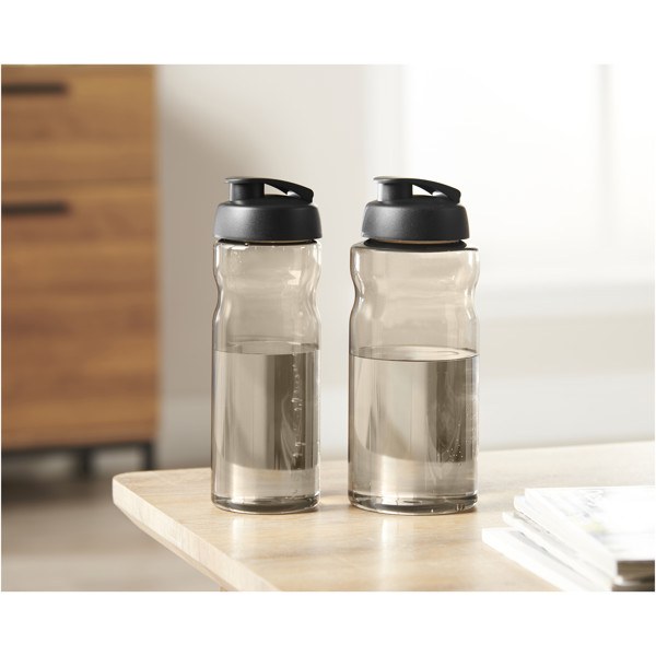 Garrafa desportiva com tampa Flip de 650 ml H2O Base® - Branco / Preto Liso